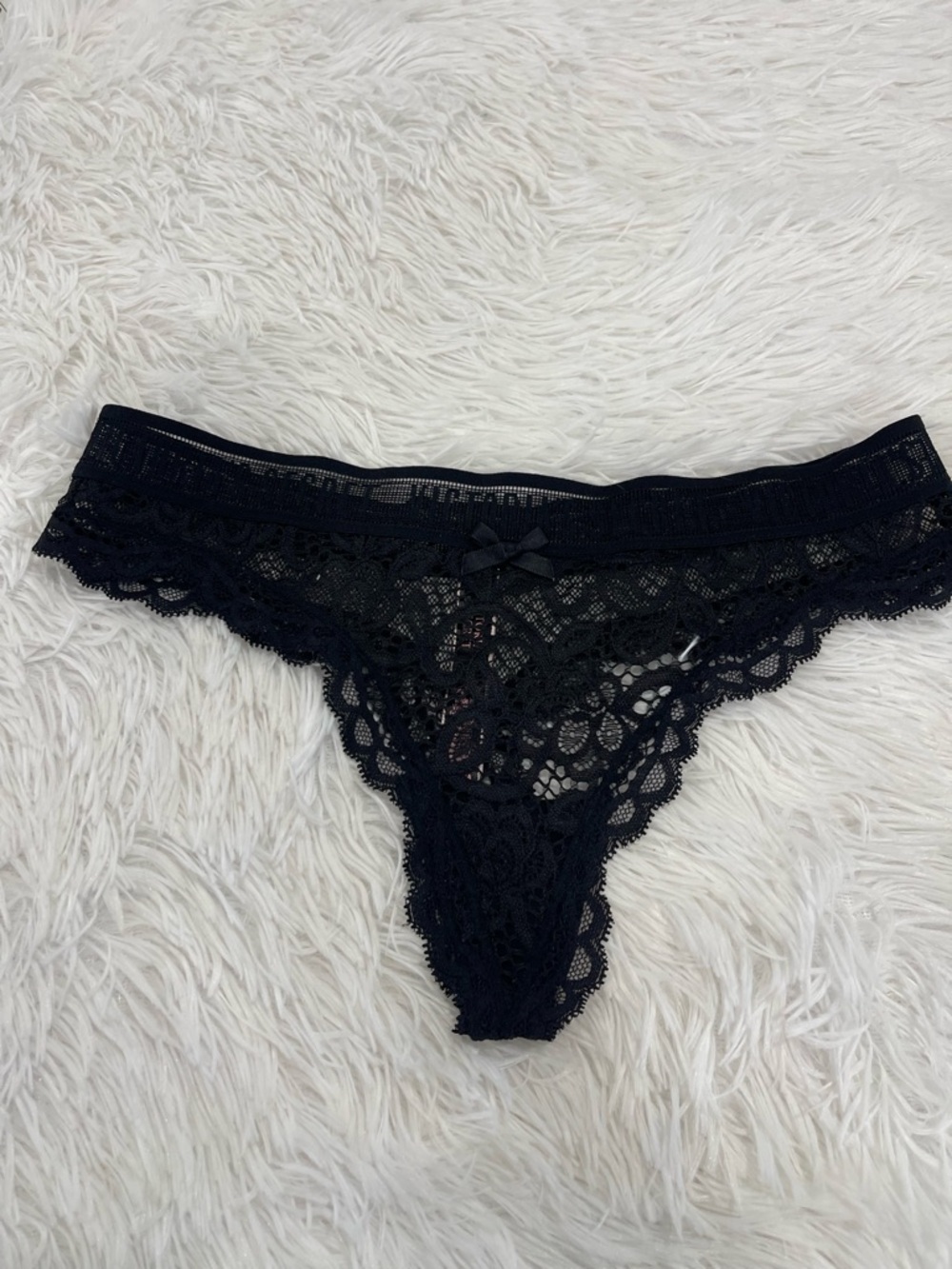 Victoria's Secret Black Lace Bikini Thong